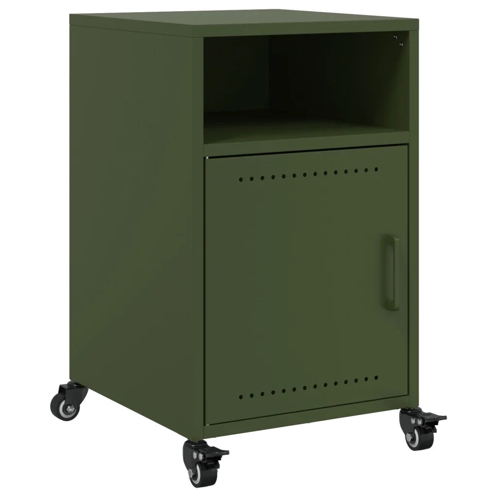 Comodini 2 pz-Set di 2 Tavolino da notte Verde Oliva 36x39x59 cm in Acciaio