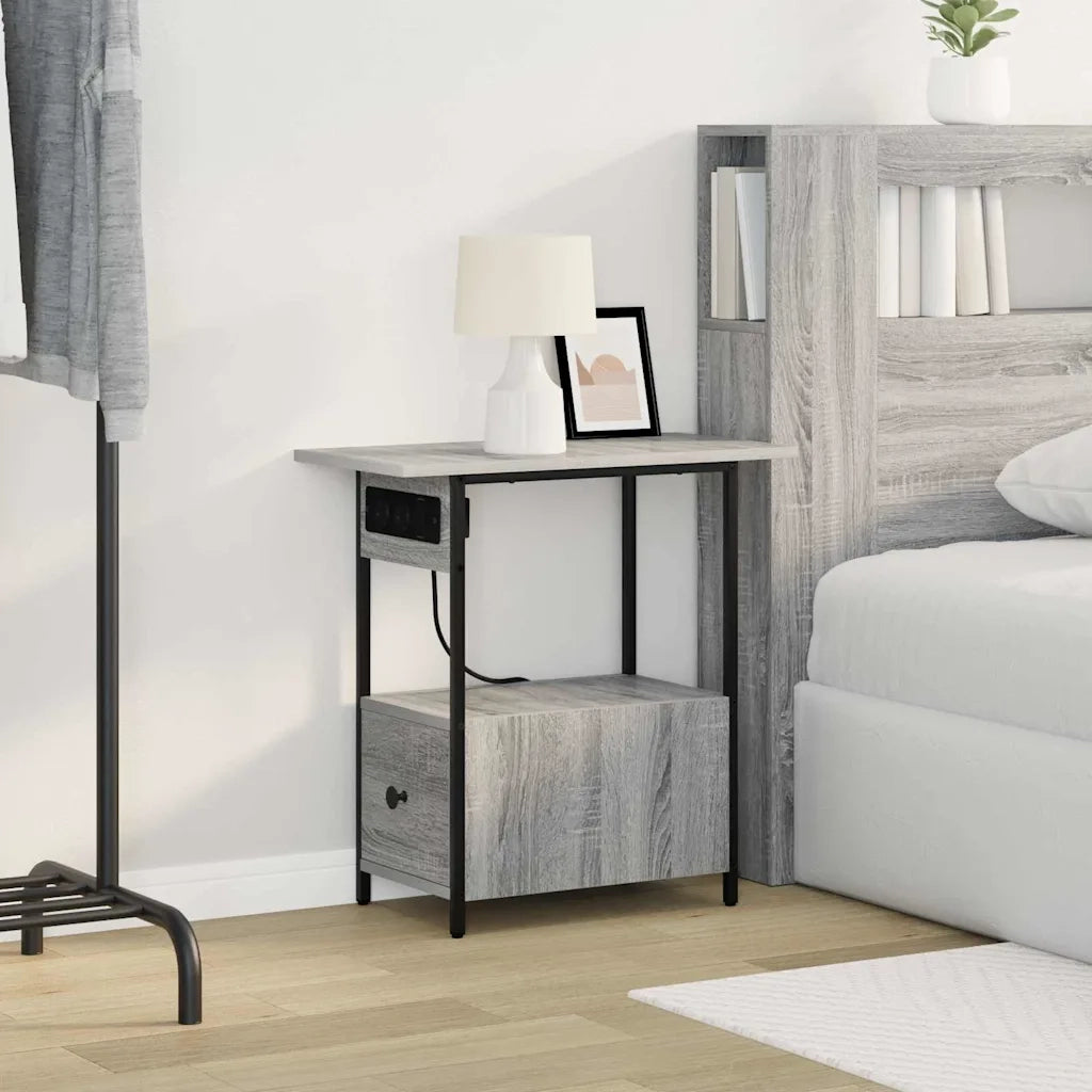 Comodino | Armadio da Notte | Mobiletto da notte con cassetto Grigio Sonoma 60 x 30 x 61 cm