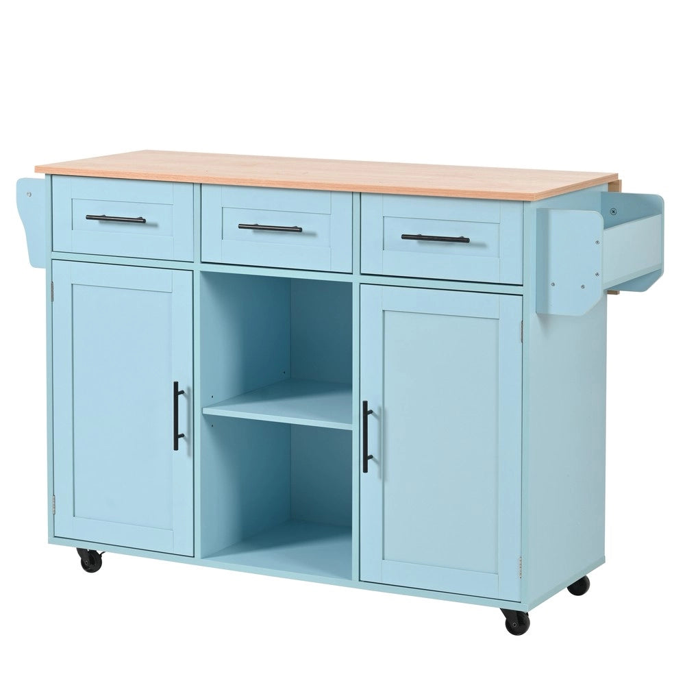 Carrello da Pranzo/Credenza con Piano Pieghevole in Legno Massello ¨C Xylo ¨C Blu, 139x46x91,5 cm