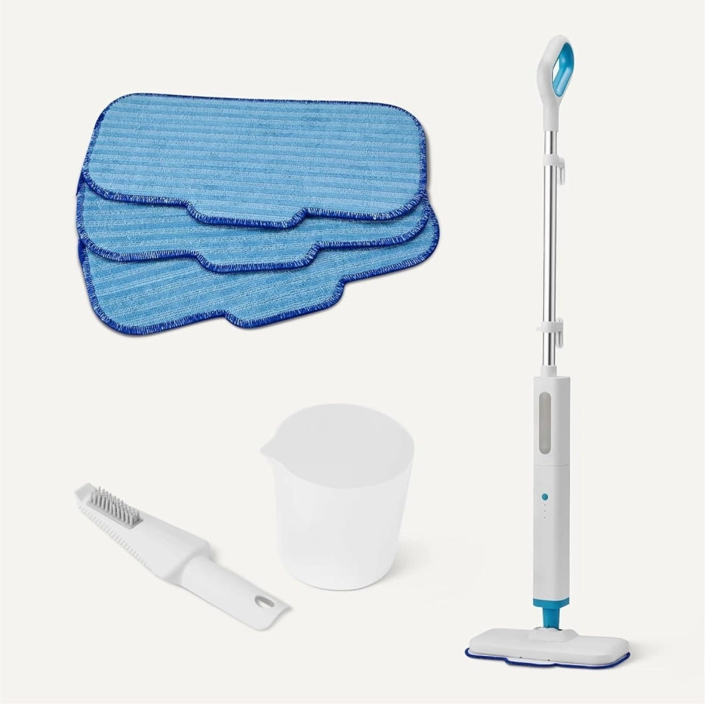 Amazon Basics Scopa a Vapore Pavimenti Duri + 6 Panni e Tamponi Lavabili