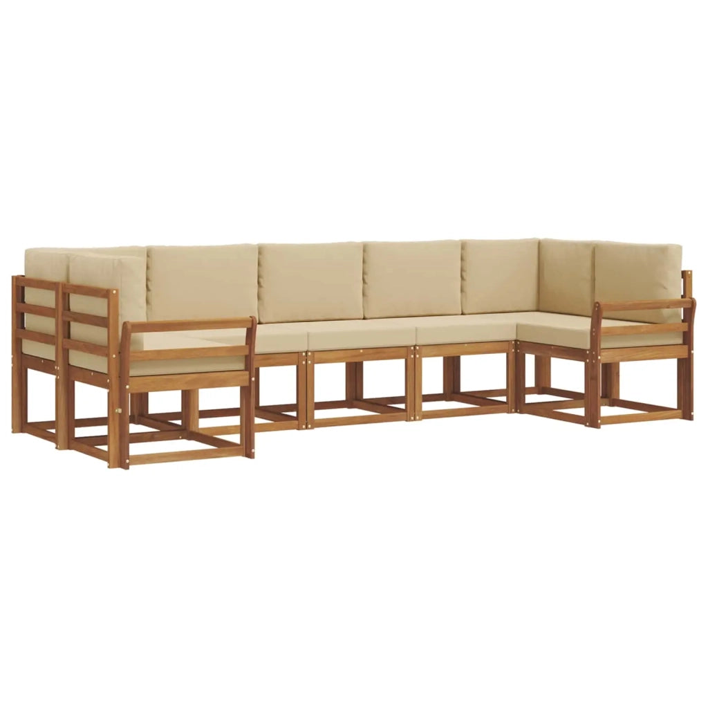 Set di divani da esterno con cuscino 7 pcs Naturale e Beige
