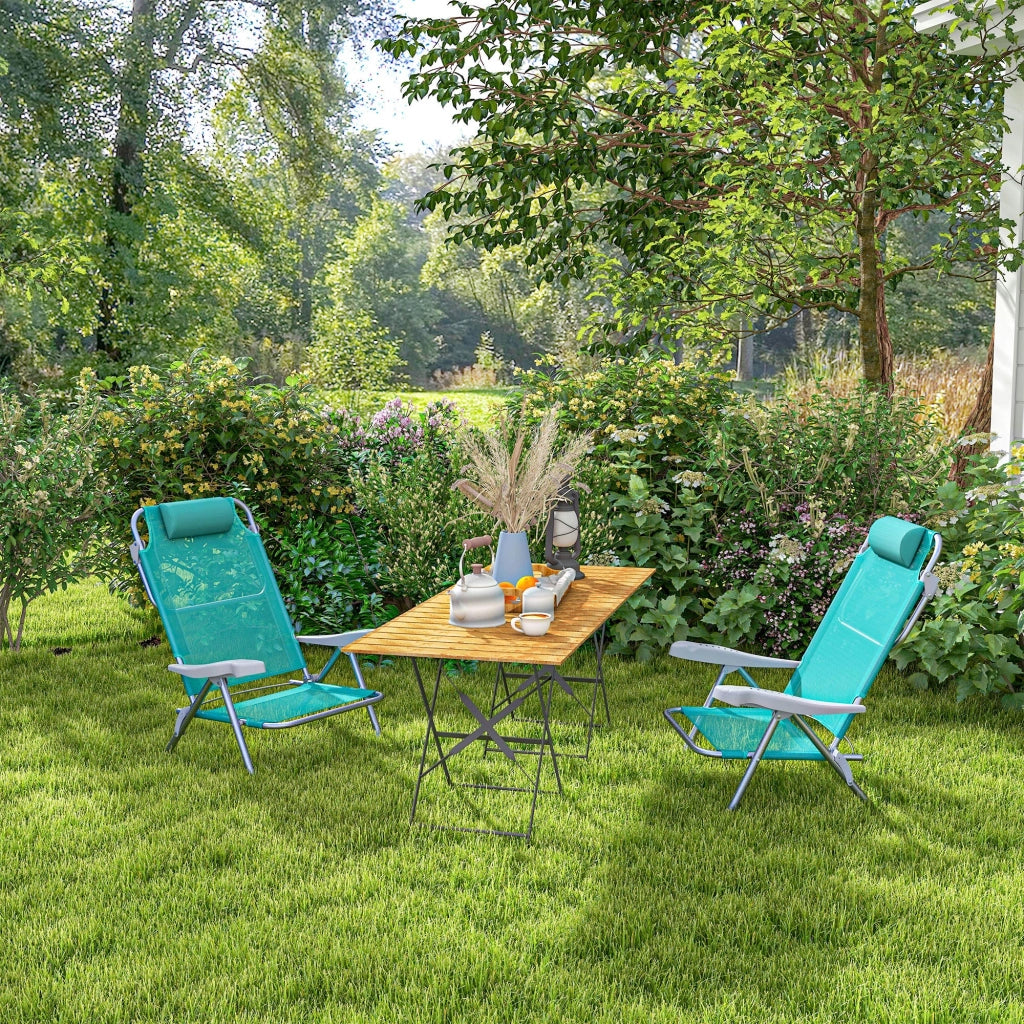 Sedia da Pranzo Pieghevole Reclinabile ¨C Zephmum ¨C Grigio Blu, Alluminio, 62x65x80 cm