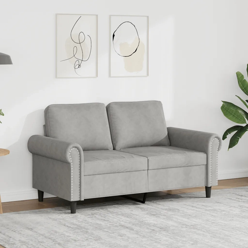 Divano a 2 Posti Grigio Chiaro 120 cm in Velluto 359519