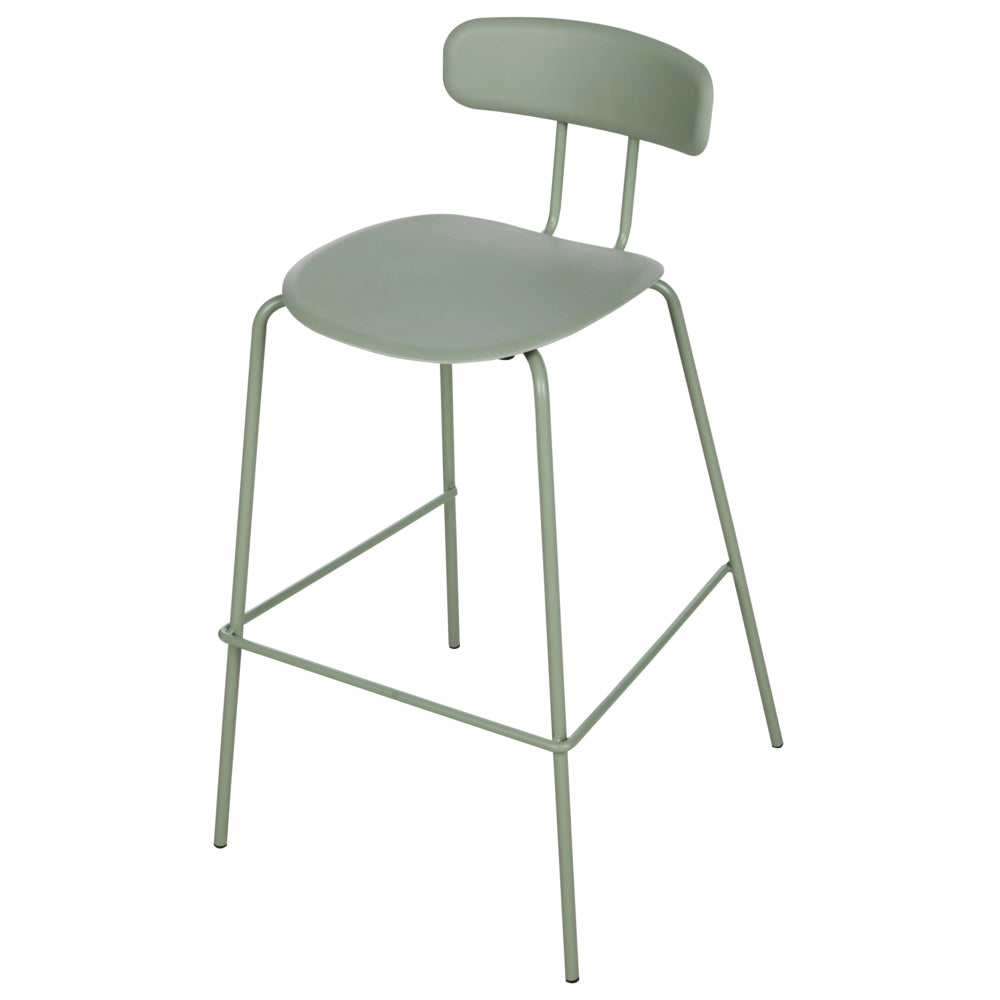 Set di 2 sedie da bar Seduta in plastica verde chiaro Sgabelli da bar altezza banco Gambe in metallo