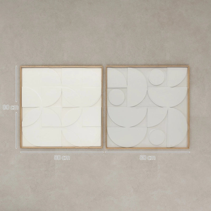 Decorazione murale 3D, set da 2, geometrica, moderna, ideale per soggiorno e corridoio, 80 x 3,5 x 80 cm, bianca.