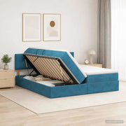 Letto con Contenitore con testiera 2 pz Blu Scuro 3458953
