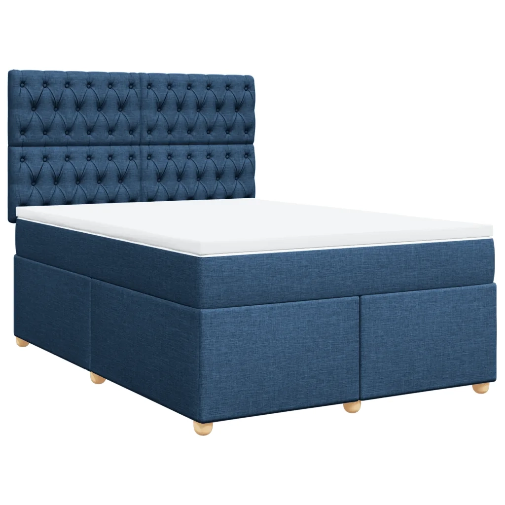 vidaXL Giroletto a Molle con Materasso Blu 160x200 cm in Tessuto