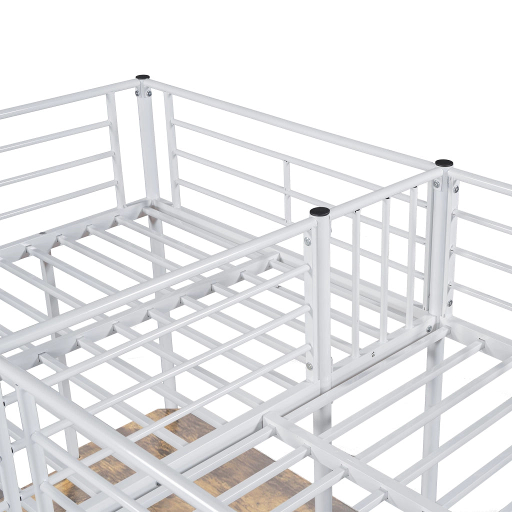 Letto a soppalco singolo 90×200 cm con scrivania; doppia scala e barriera alta; senza materasso; bianco