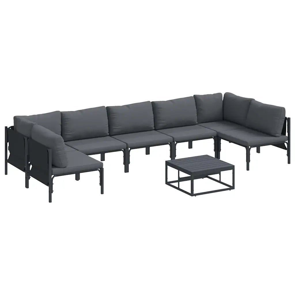 Set Divano da Giardino con cuscino 8 pcs Nero Acciaio
