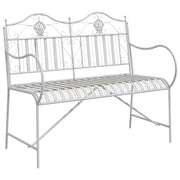 Panchina da Giardino | Panca da Giardino Bianco Antico 103,5 x 59 x 89 cm Acciaio