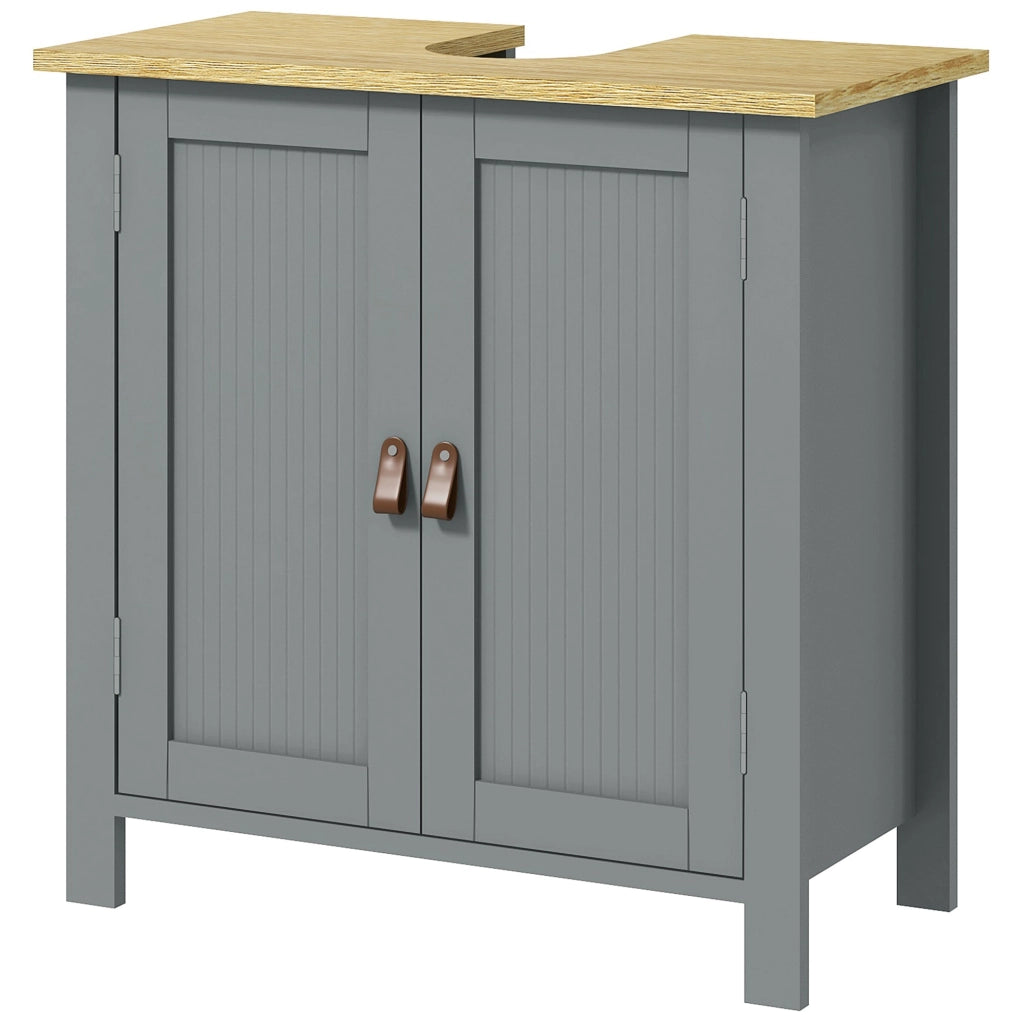 Mobiletto sottolavabo 2 ante ripiano regolabile grigio ¨C zephmum ¨C 60x30x60 cm