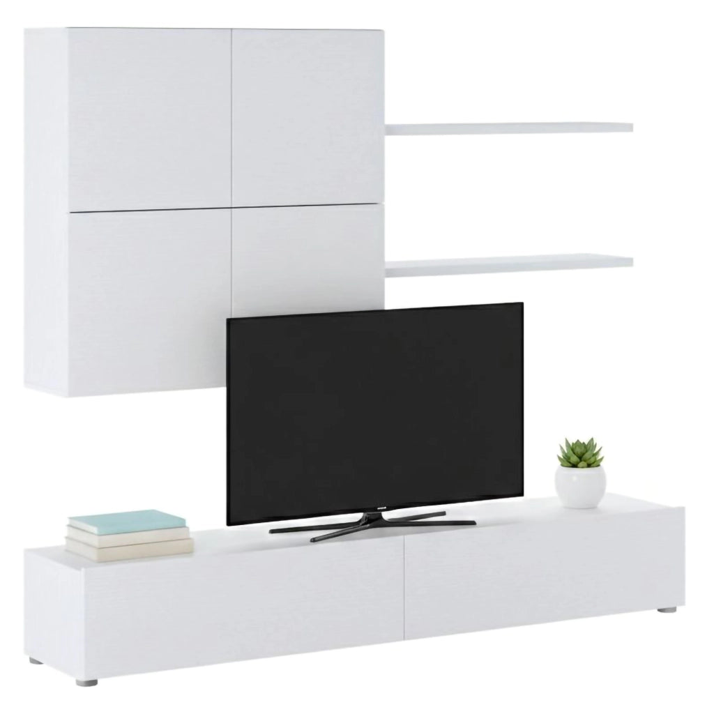 Mobile Soggiorno Bagnaria, Parete Attrezzata Modulabile, Bianco