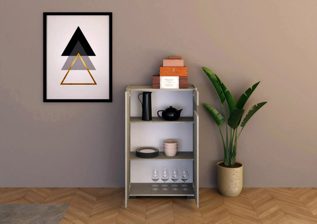 Credenza alta 2 ante 70x35x110 cm cashmere - RIFLESSO