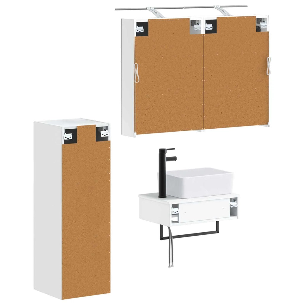 Set di Armadi da Bagno 4 pz Bianco Legno ingegnerizzato 3407383