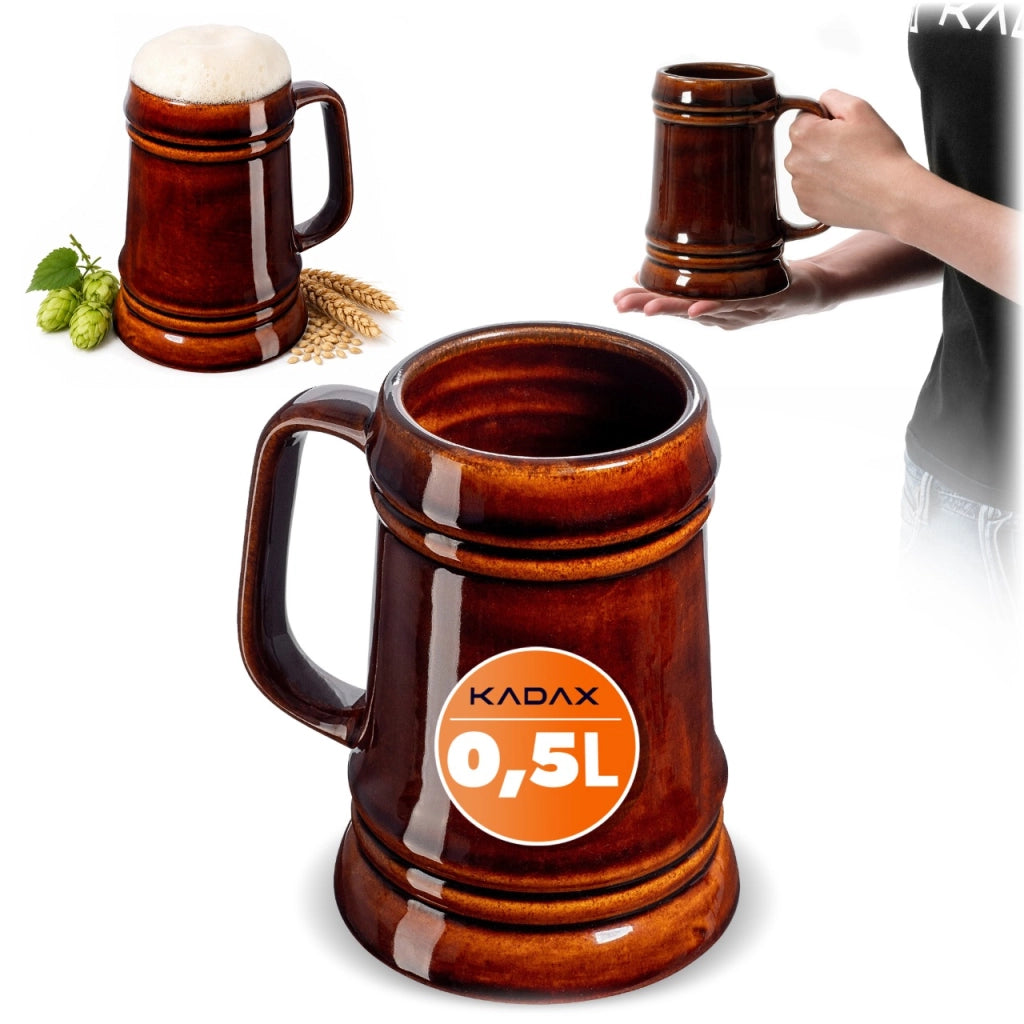 Boccale da birra KADAX con manico, 500 ml (0,5 l), in gres ceramico, regalo di compleanno.