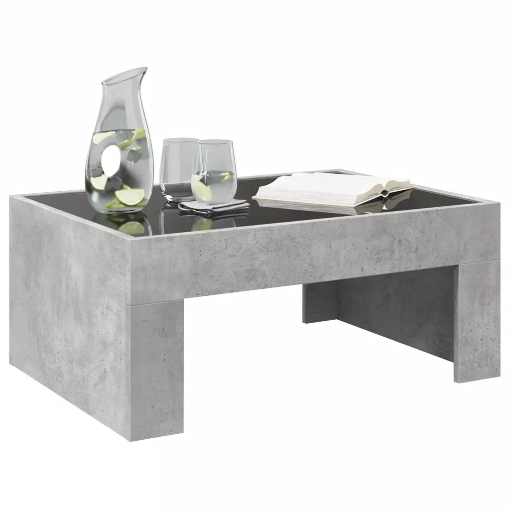 Tavolino da Salotto con LED Infinity-Tavolino da soggiorno Grigio Cemento 70x50x30 cm