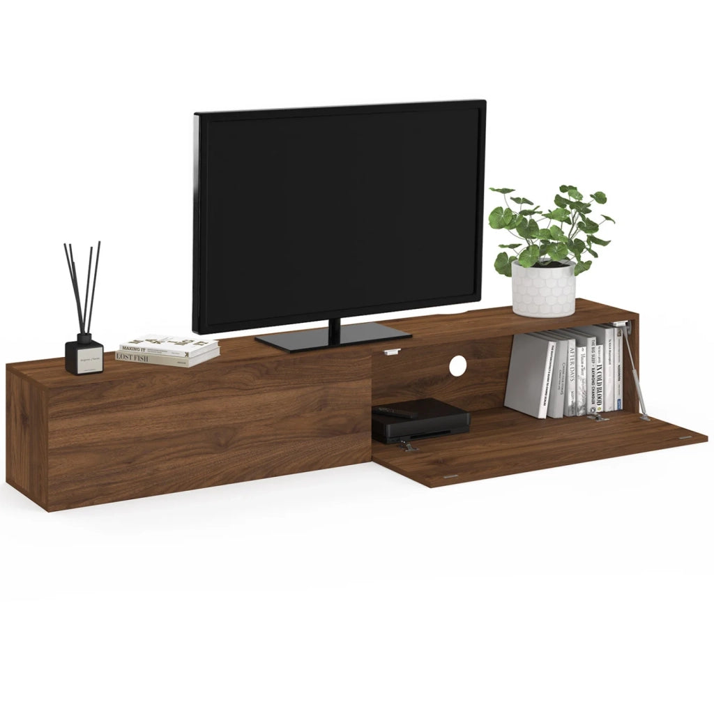 IDMarket - Mobile TV sospeso ELIO 180 cm con 2 ante in legno effetto noce