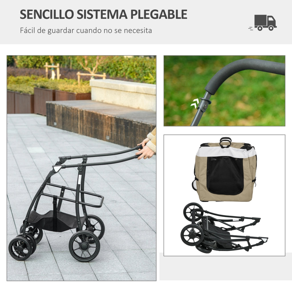 Casetta per Cani Pieghevole con Ripiano e Cuscino ¨C zephmum ¨C Caqui