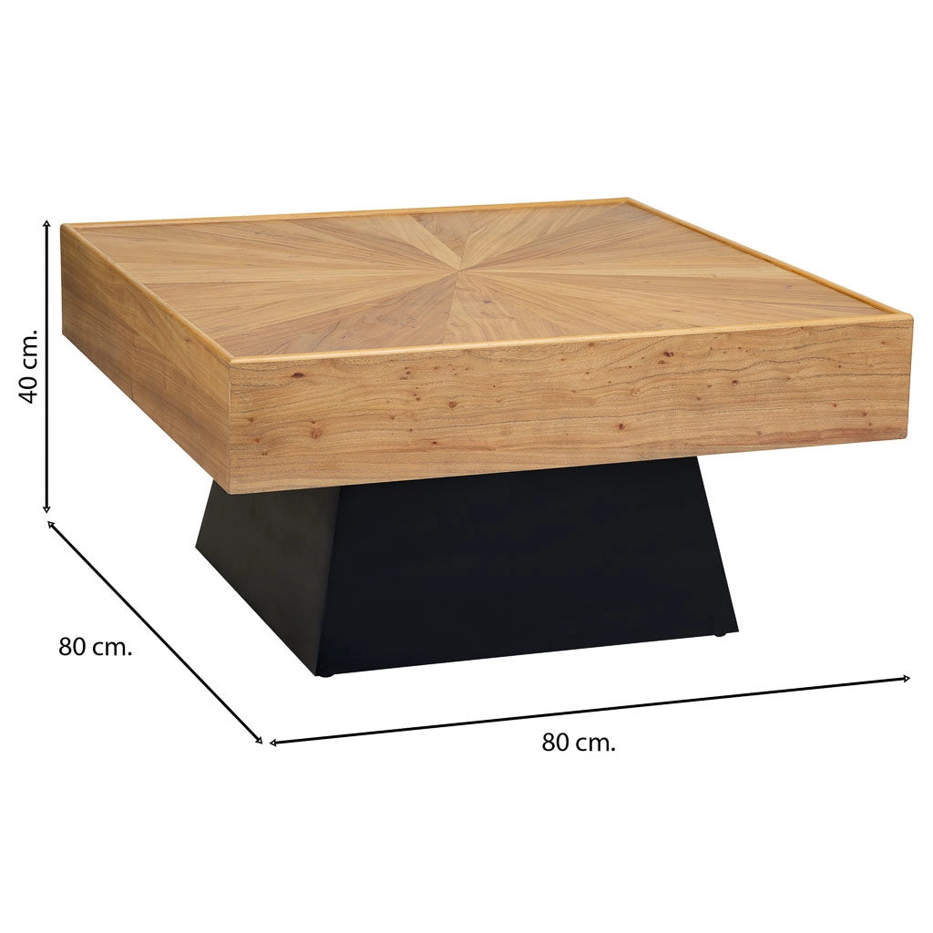 Tavolino quadrato in legno 80x80x40