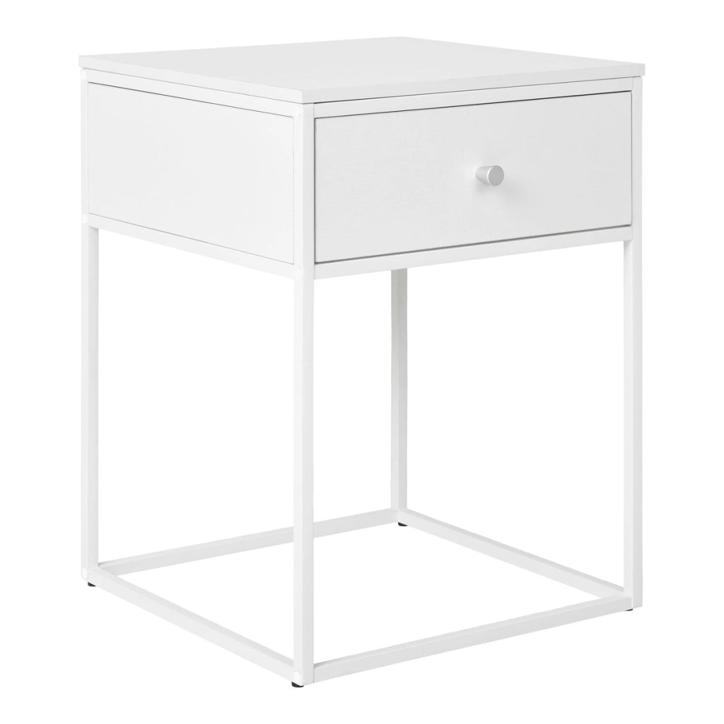 Comodino Vita, Bianco, Metallo, 40x40x55 cm