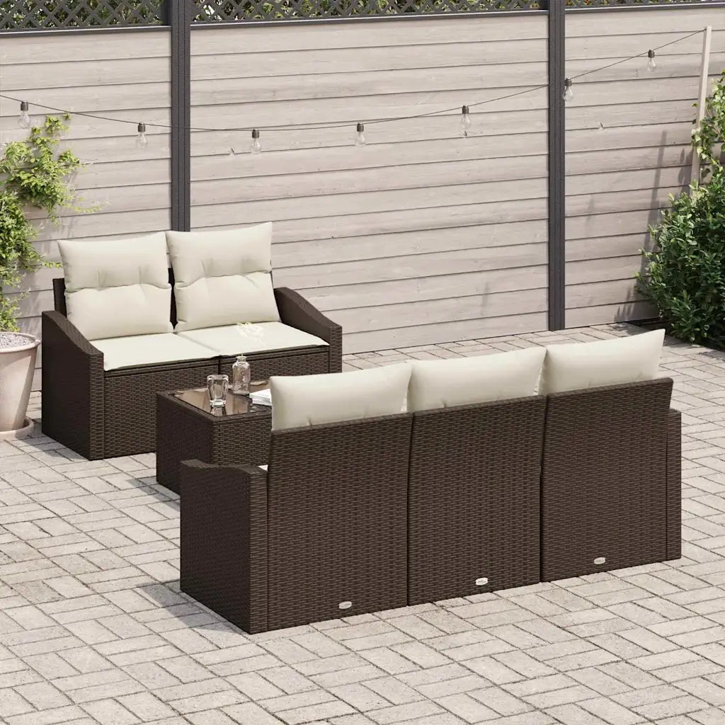 Set di divani con cuscino 6 pcs Marrone e Crema polyrattan 3355267
