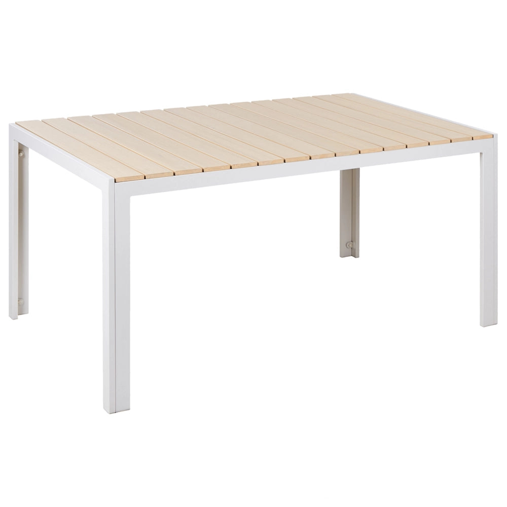 Tavolo da giardino in alluminio beige e bianco per 6 persone moderno resistente agli agenti atmosferici