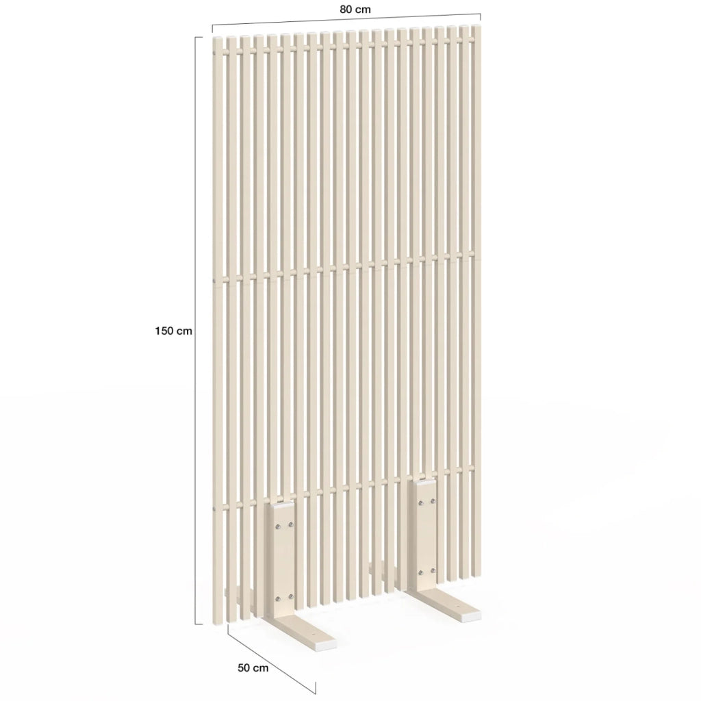 IDMarket - Schermo perforato per esterni decorativo claustra 80 x 150 cm beige lamelle verticali in metallo
