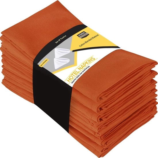 Serviette per Cucina [12 Pacchi, Arancione] 46x46 cm Cotone Mistura Lavabile e Riciclabile Serviette per Tavola per Ristoranti, Hotel, Matrimoni, Feste e Eventi