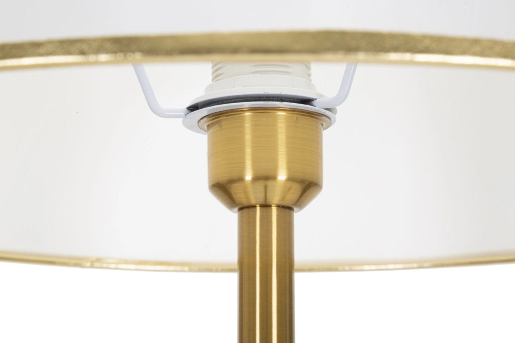 Lampada da Terra Appendiabiti Ø41x173 cm in Ferro e Tessuto Oro e Bianco