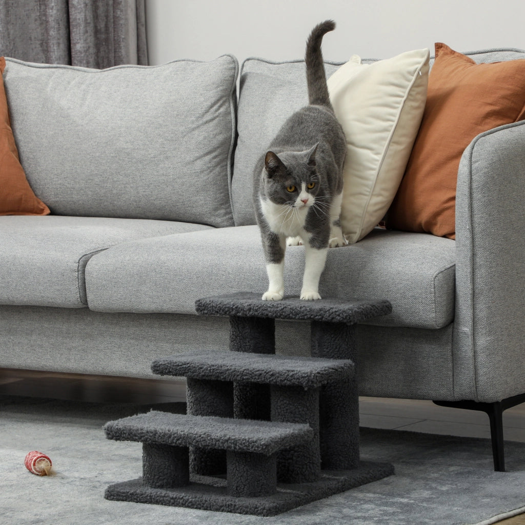 Scaletta per gatti a 3 gradini, 45 x 35 x 34 cm, grigio scuro