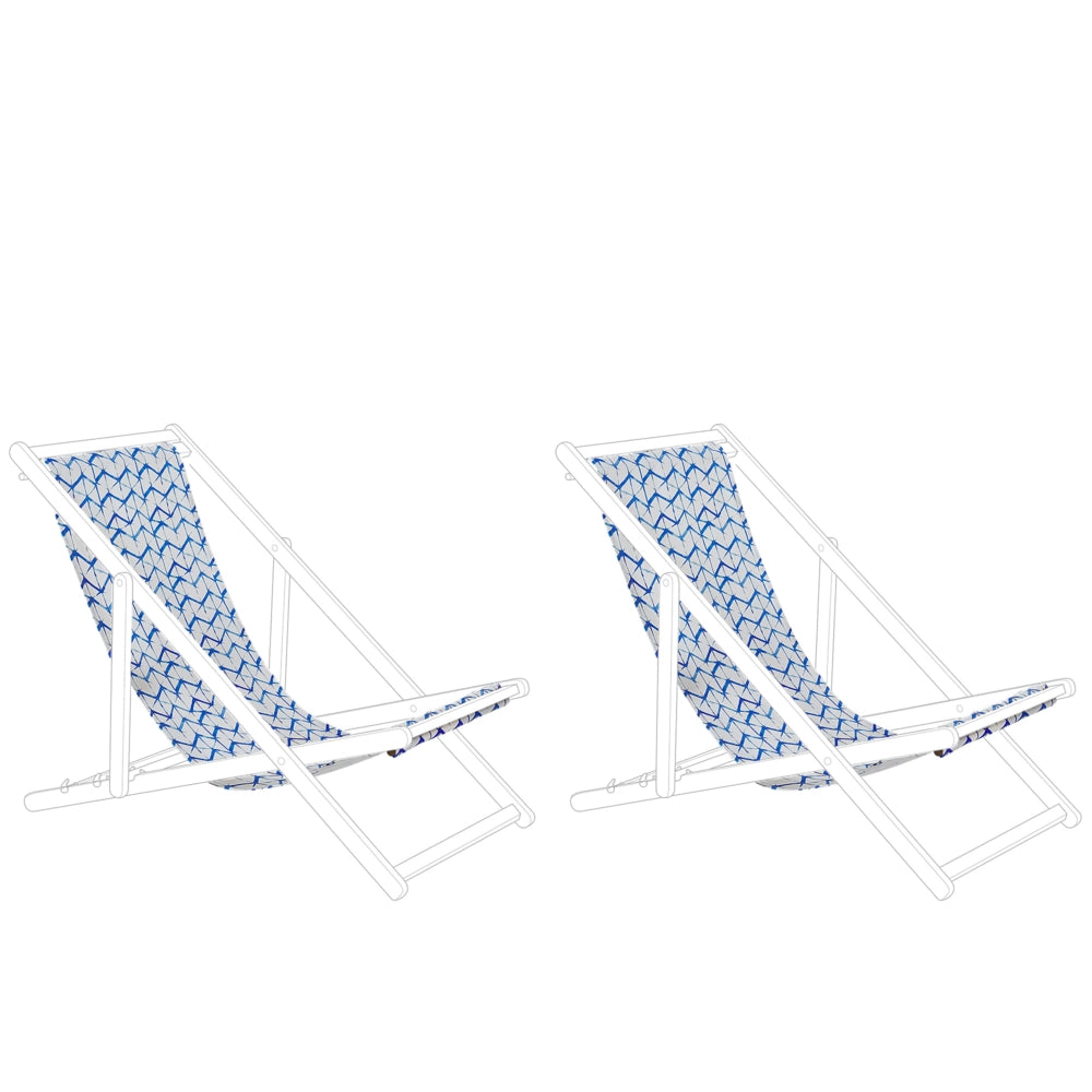 Set di 2 tessuti di ricambio per lettini prendisole amaca in poliestere bianco e blu