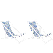 Set di 2 tessuti di ricambio per lettini prendisole amaca in poliestere bianco e blu