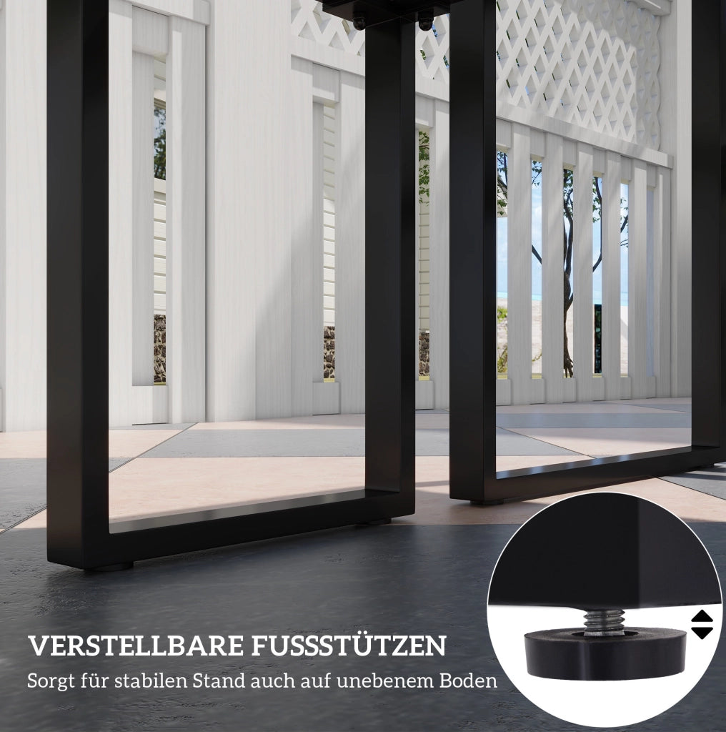 Set da esterno con tavolo e 2 panche in metallo nero 110 x 55 x 70 cm