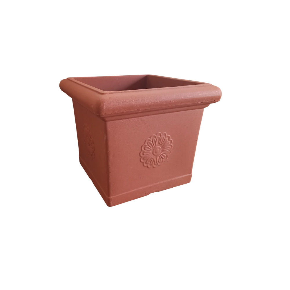Garden Italia Vaso per Piante Quadro con Rosone GQR 60×50 cm in Resina – Made in Italy, Resistente al Gelo e Antiurto Colore: TERRACOTTA