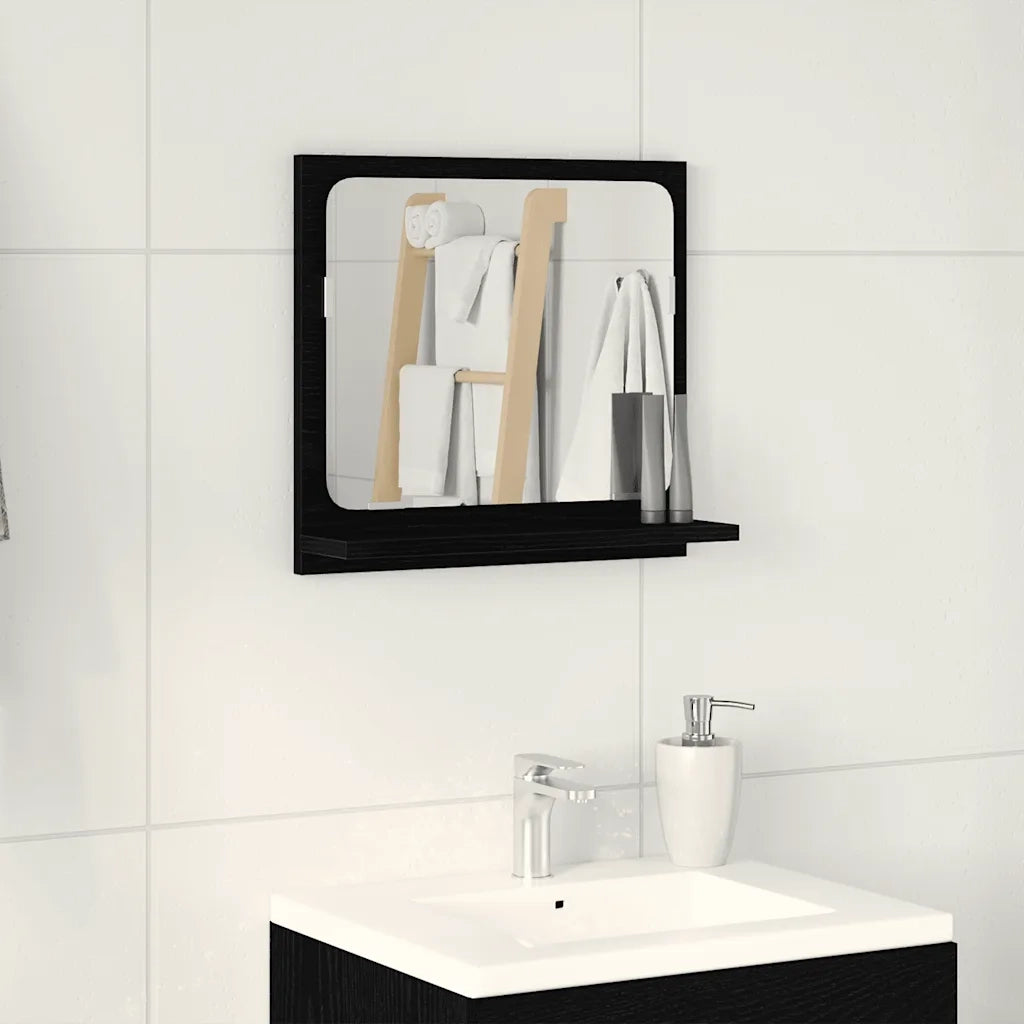 Specchio da Bagno Rovere Nero 40x10,5x37 cm Legno Multistrato 862524