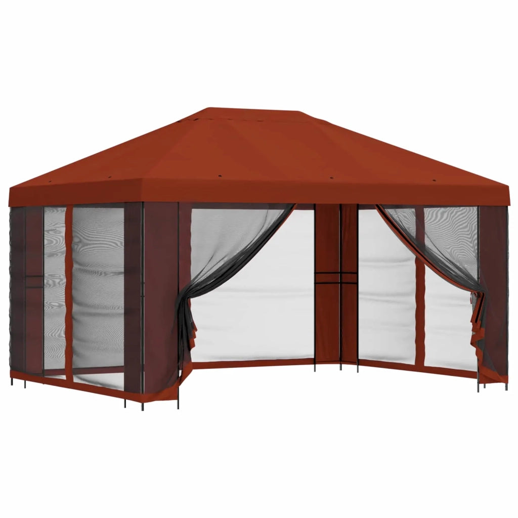 Gazebo con pareti laterali 4 × 3 m Terracotta 900388