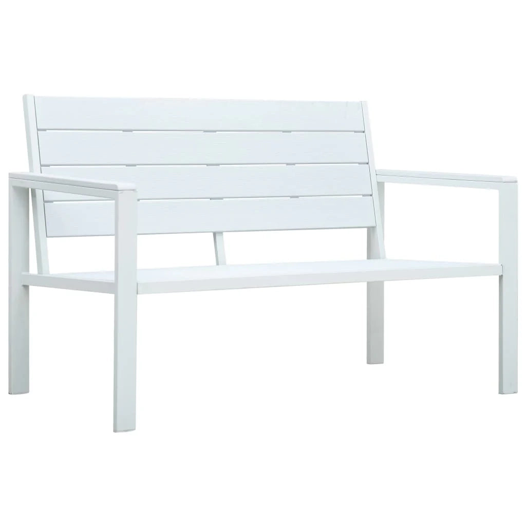 Panca da giardino mobili da esterno per patio terrazza 120 cm HDPE bianco effetto legno 02_0011204