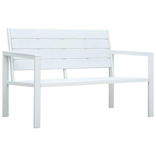 Panca da giardino mobili da esterno per patio terrazza 120 cm HDPE bianco effetto legno 02_0011204