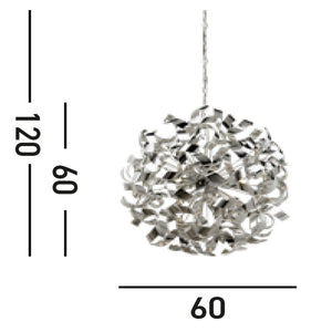 Lampadario Contemporaneo Riccioli Acciaio Cromo 6 Luci G9