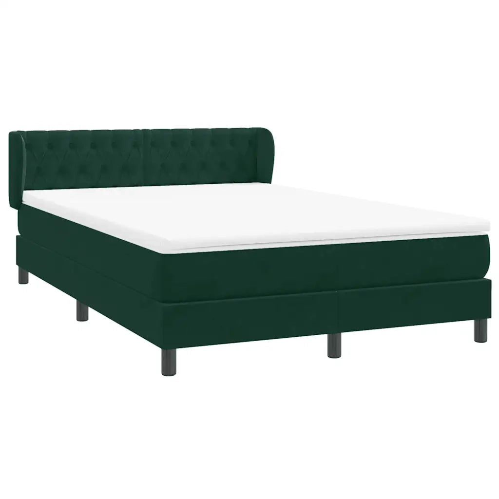 Giroletto a Molle con Materasso Verde Scuro 160x220 cm Velluto