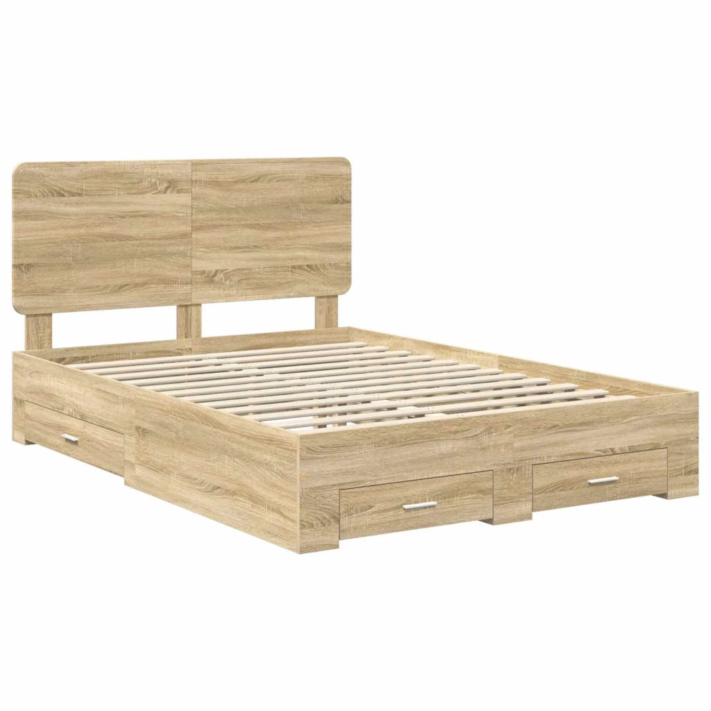 Struttura del letto con testiera Rovere Sonoma 140 x 200 cm 3412776