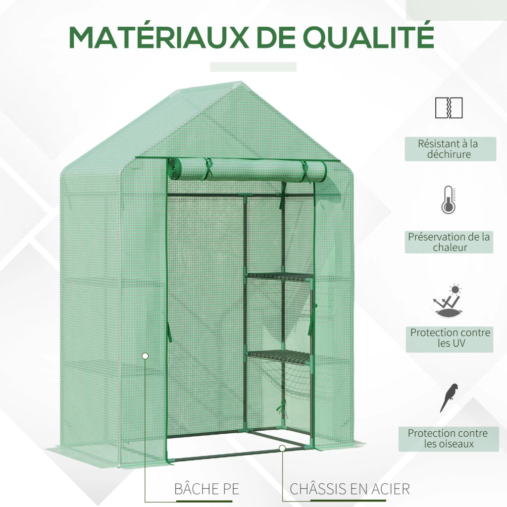 Serra da giardino con ripiani 3 livelli ¨C zephmum ¨C verde 141x72x191 cm