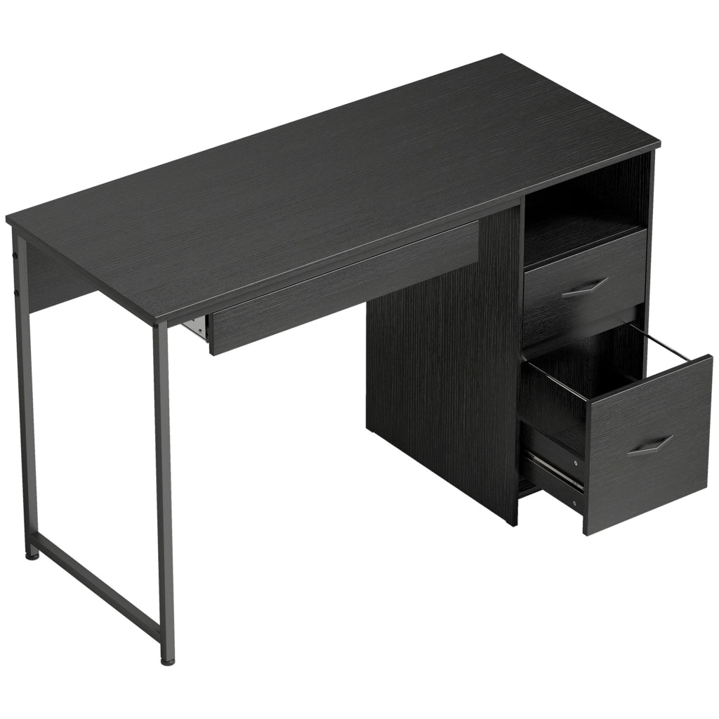 Scrivania da Ufficio Salvaspazio 120x52,3x76 cm con Cassetti in Legno e Acciaio Nero