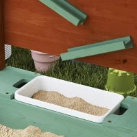 Sabbiera con Tettoia Solare per Bambini, 2 Contenitori per Conservazione, 116L x 112,5P x 128H cm, Legno di Pino, Plastica, Verde