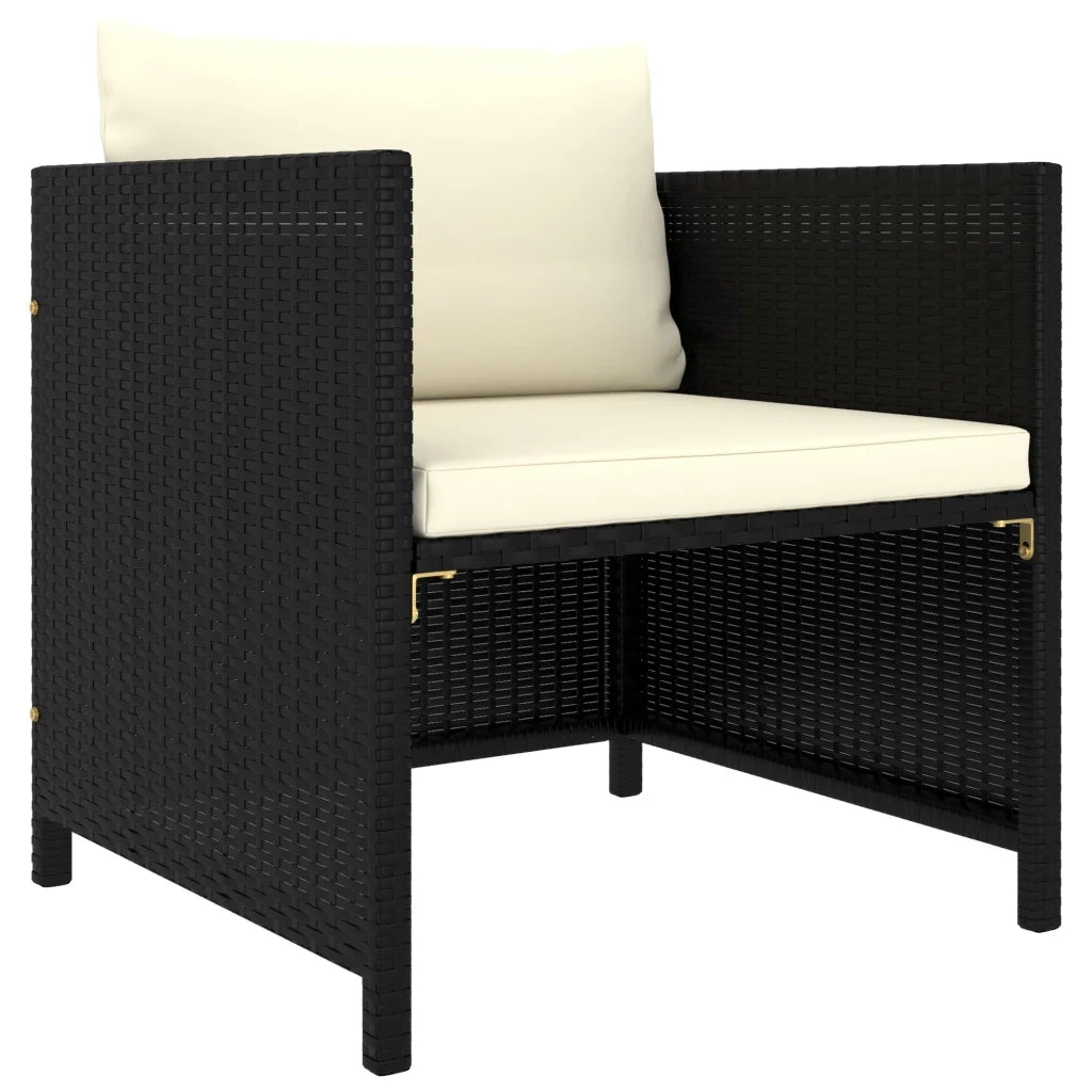 Set Divani da Giardino 5 pz con Cuscini in Polyrattan Nero 3059780
