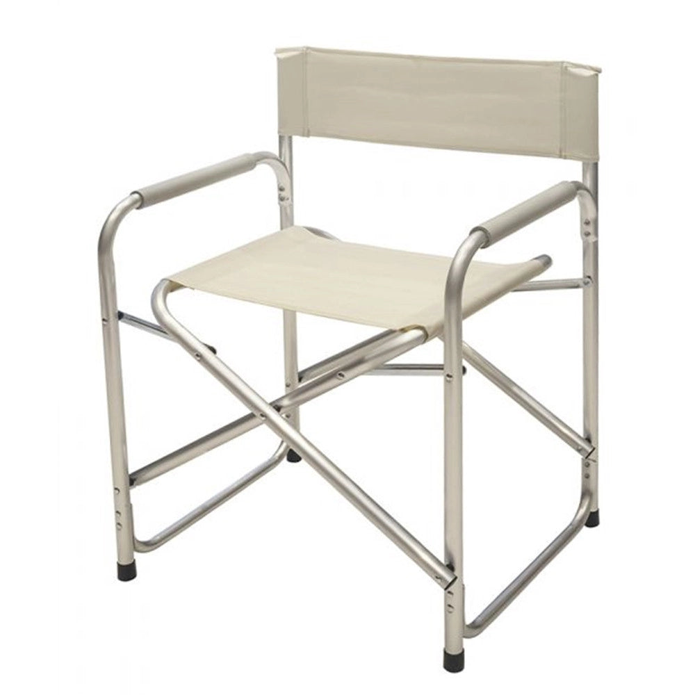 Trade Shop - Sedia Regista Crema In Alluminio Per Mare Pesca Spiaggia Giardino Pieghevole 490006 -