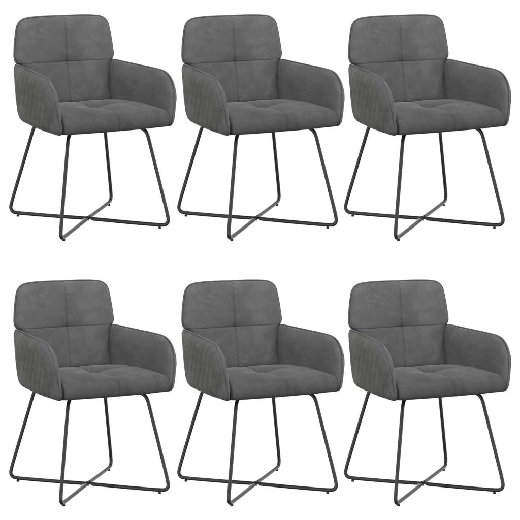 Sedie da pranzo 6 pcs Velluto (V) Grigio Scuro 3428220