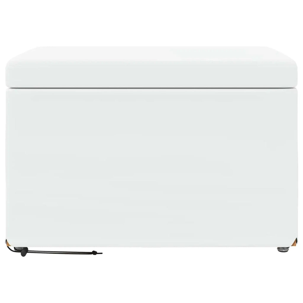 Pouf Bianco Pelle Sintetica e Legno Ingegnerizzato 876772