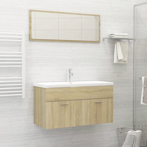 Set Mobili da Bagno 2 pz Rovere Sonoma in Truciolato cod mxl 23458