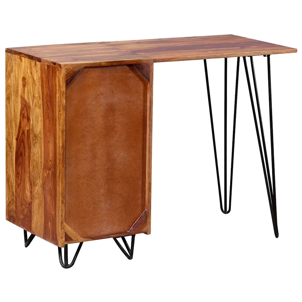 Scrivania con 1 Cassetto 1 Armadietto Legno Massello Acacia 244359
